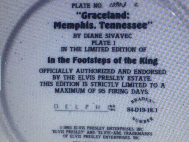 RARE: Elvis Plate Golden Boy **Graceland Memphis **MINT CONDITION & NUMBERED**