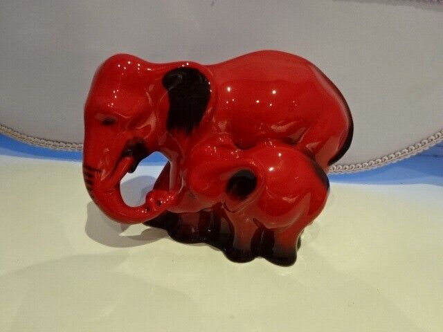 image for Royal Doulton Flambe Elephant and Young (model HN 3548)