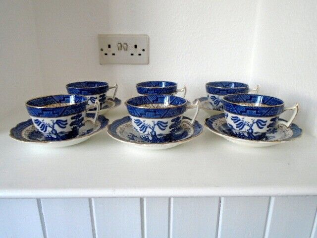 Real Old Willow six coffee cups and saucers (A8025)