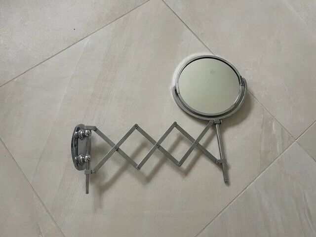 image for GENUINE ART DECO mirror extendable magnifying wall mount frack makeup shaving