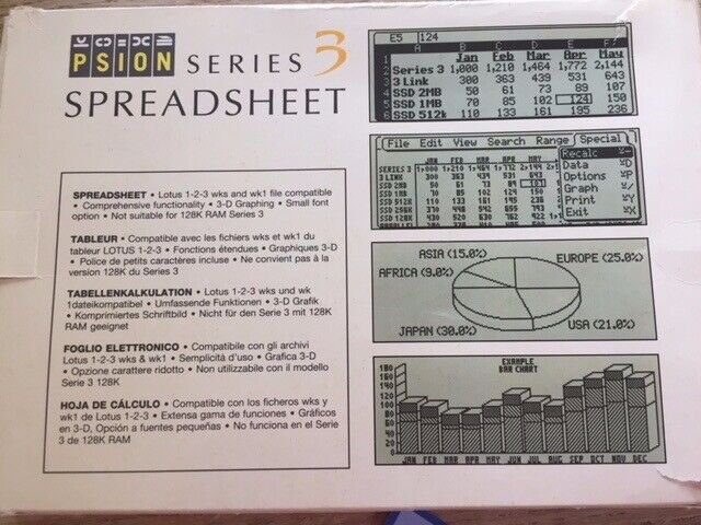 Psion Series 3 hand held computer plus Spreadsheet software,  NEW in boxes