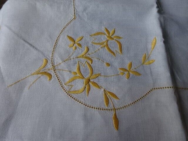 Embroidered linen tablecloth