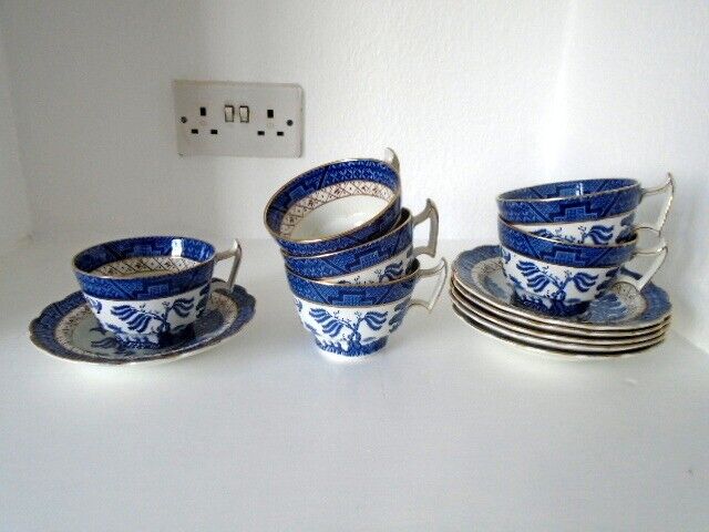 Real Old Willow six coffee cups and saucers (A8025)