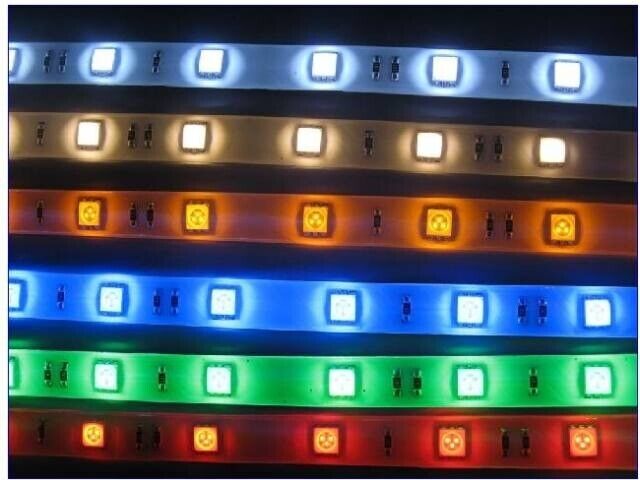 New 5 Meters Long RGB Multiple Colour LED Strip Light, 12V Power Supply & Remote Control Included