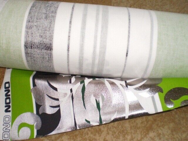 Fabric  Good Quality  Fabric”Nono”  Green Silver Multi Colour New 