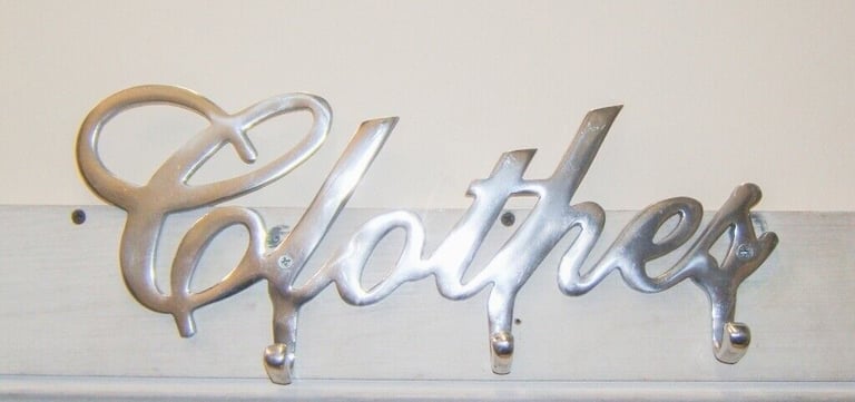 image for Coat Hook Quirky CLOTHES 3 Hooks Polished Aluminium Finish Unusual Design