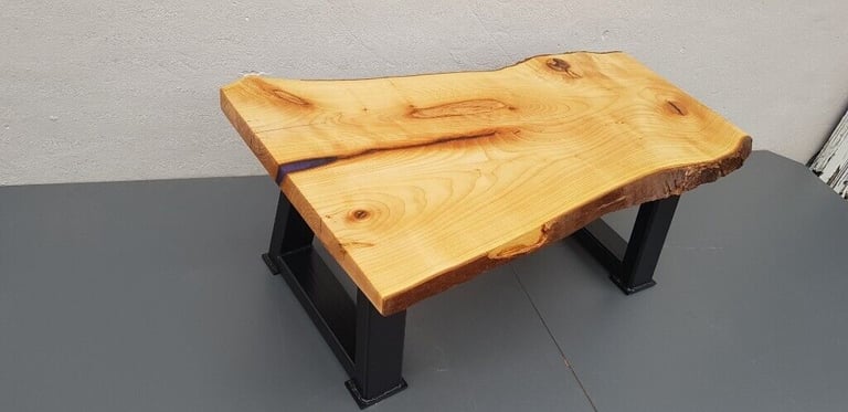 BESPOKE WANEY, LIVE EDGE MAPLE WOOD EPOXY RESIN RIVER COFFEE TABLE 