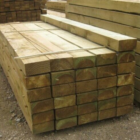 image for WOODEN RAILWAY SLEEPERS 2.4m x 200mm x 100mm pressure treated(Glasgow Edinburgh Scotland garden