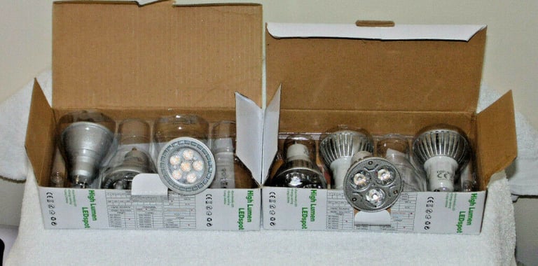 BUNDLE OF 10 MIXED GU10 LED LIGHT BULB LAMPS 3 TYPES 3 6 AND 18 LED WHITE GREEN*