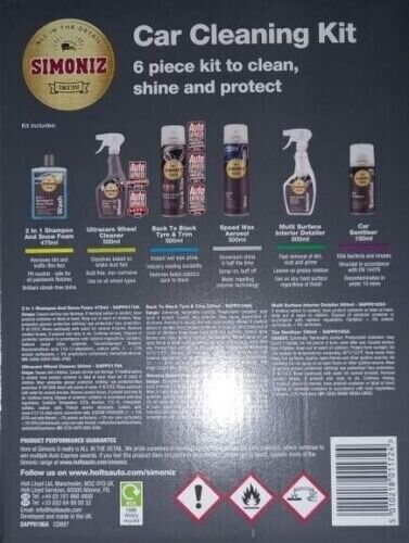 SIMONIZ 'The Works' Car Cleaning Kit, 6 Piece Kit to Clean, Shine and Protect, Brand New