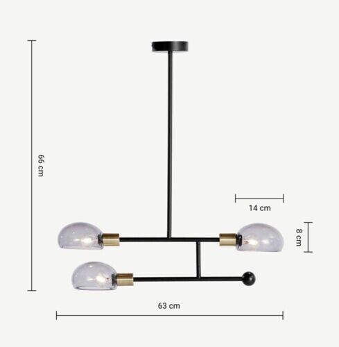 Madecom Tangle 3 Light Pendant Chandelier in Black, Smoked Grey & Anti