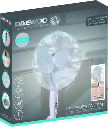 Daewoo 16" Pedestal fan white NEW 