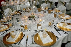 image for Reception Table Decor Hire £4 Martini Vase Rental Crystal Centrepiece Hire Chiavari Chair Hire cover