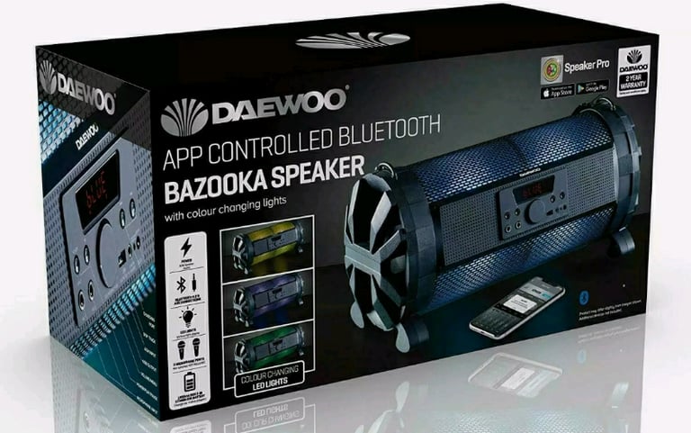 Daewoo LED Bazooka Speaker App Controlled Bluetooth/USB SPEAKER 