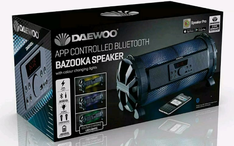 image for Daewoo LED Bazooka Speaker App Controlled Bluetooth/USB SPEAKER &  CHA