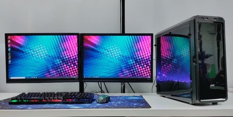Gaming Computer PC Setup with Dual Screens | intel i7, 8GB RAM, GTX 1650