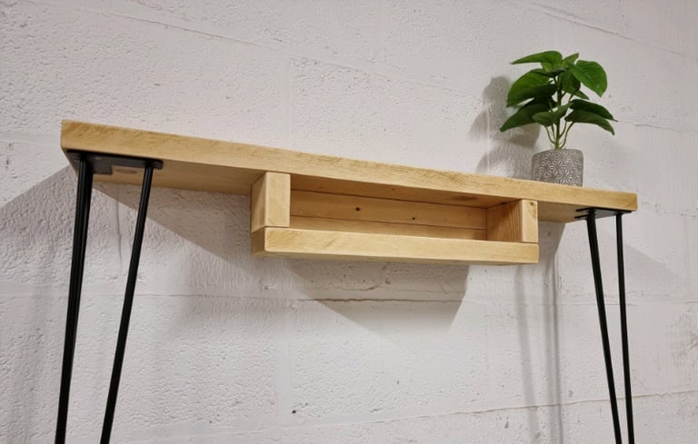 RUSTIC CONSOLE TABLE (WITH STORAGE) & STEEL HAIRPIN LEGS