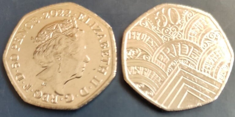2022 Elizabeth II 50 Years of Pride 50p Sealed bag of 20 coins ,unc