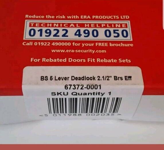 ERA 5 LEVER BS FORTRESS DEAD LOCK 2-1/2" (67MM) BRASS EFFECT 261-31