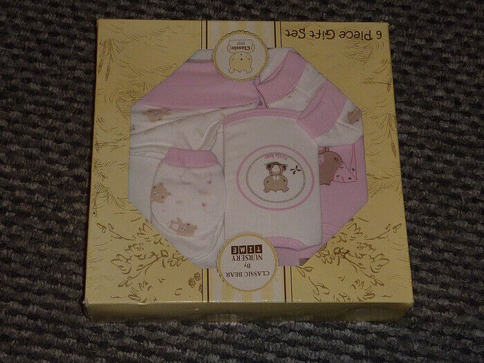 6 PIECE BABY GIFT SET FROM  NURSERY TIME CLASSIC BEAR SIZE 0-3 BRAND NEW BOXED