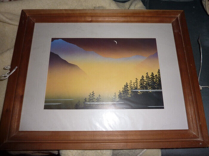 image for WOODEN FRAMED PRINT OF TREES AT SUNSET