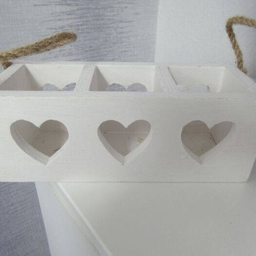 Job Lot Of Two White Wooden Tealight Candle Holders