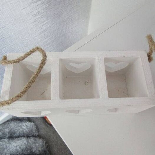 Job Lot Of Two White Wooden Tealight Candle Holders