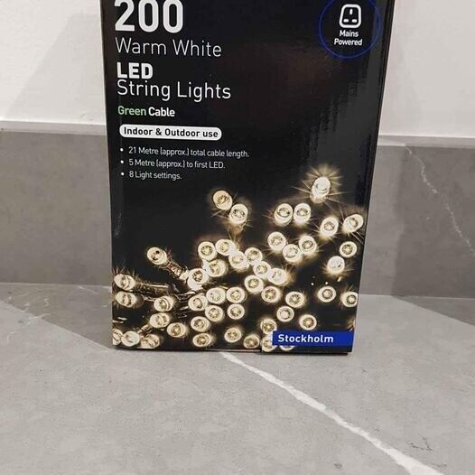 Warm White LED Strung Lights 200 Brand New