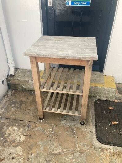 nicely weathered solid wood kitchen trolley or butchers or BBQ table can  deliver | in Willesden, London | Gumtree
