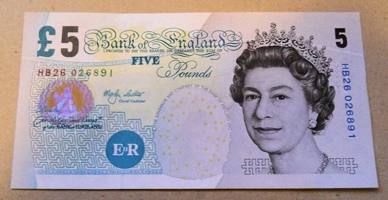 5 Pounds - Elizabeth II (Series E; Elizabeth Fry, paper) - England