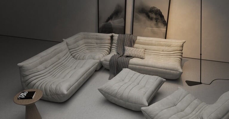 LIGNE ROSET TOGO 5 PIECE IN LIGHT GREY [924] MICROFIBRE