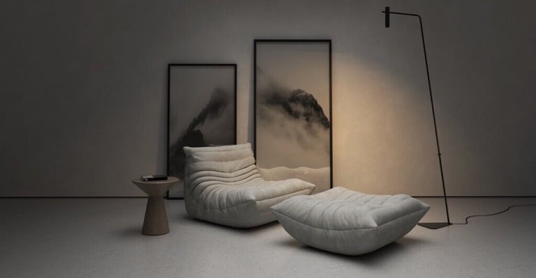 LIGNE ROSET TOGO 5 PIECE IN LIGHT GREY [924] MICROFIBRE