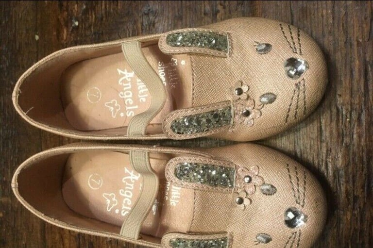 image for TW11 VGC Monsoon Angels Girls Accessorize Flats Shoes Party Wedge Toddler UK 7 Pink