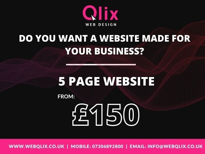 5 pages website from £150 -Web Design Service near me- New years day 2023 sale now on 