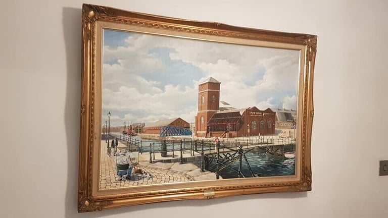 Trevor Horswell 1989 painting of Swansea marina 