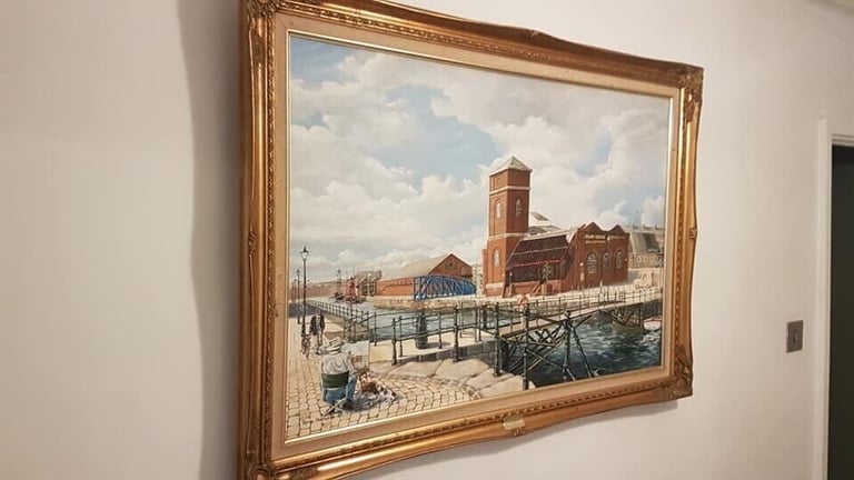 image for Trevor Horswell 1989 painting of Swansea marina 