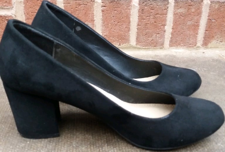 image for Ladies black suede shoes. Worn once. Only £7.
