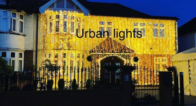 asian wedding lights hire, indian wedding lights, led lights, outside house lights 