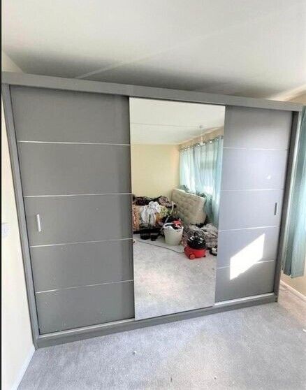 💯💛Brand New Chicago 3/2 Doors Sliding Wardrobe High Gloss or Matte with Mirrors Fast Delivery