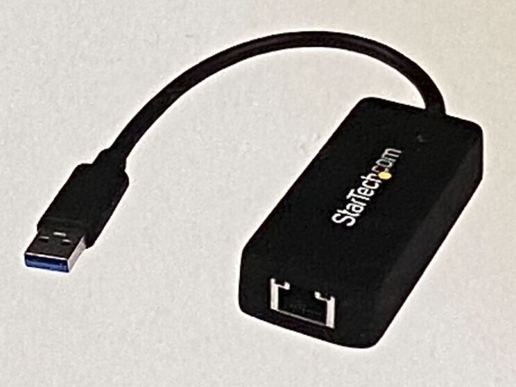 USB 3.0 to Gigabit Ethernet Adapter NIC w/ USB Port, New, Unused, Black