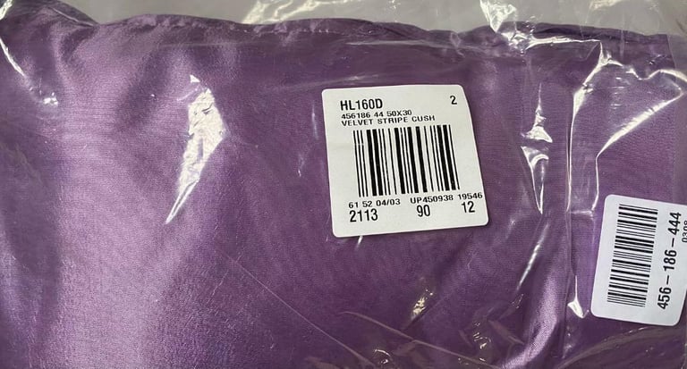 NEXT Purple Velvet Stripe Cushion, BNWT