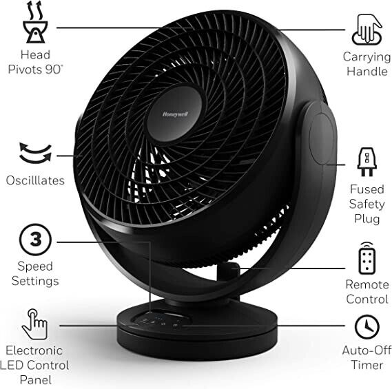 Honeywell HF715BE Oscillating Floor Fan,E Small, Black – Oscillating Personal Fan for Home .
