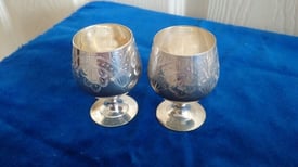Lovely Pair of Vintage Silver Plated EPNS Miniature Liqueur Goblets