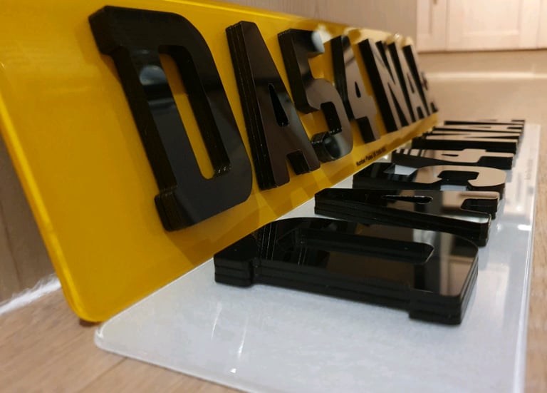 image for 9mm Black 4D laser Cut Car Number Plates 