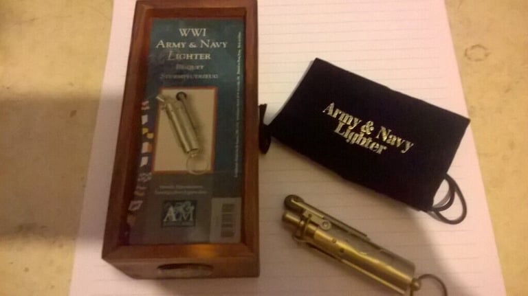 image for ww1 army and navy reproduction petrol lighter in presentation box