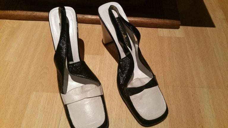 Rare Vintage 90's Designer PATRICK COX Square Toe Slingback Leather Shoes. N. Mint Cond. Size 37