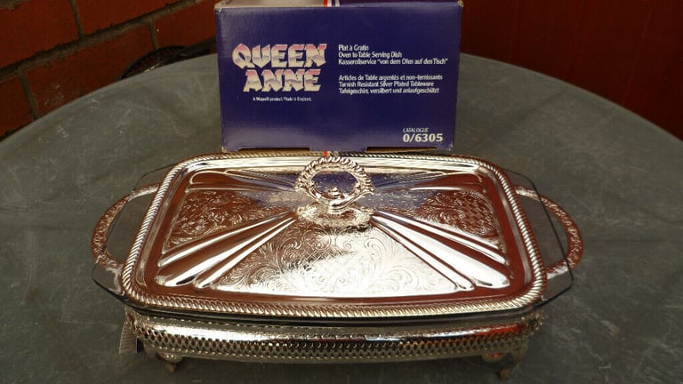 image for Queen Anne | Silver Plated Oven-To-Tableware Serving Dish | New | Boxed