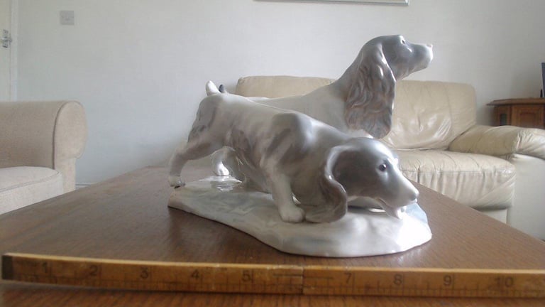 Bone China Dogs , made in China ,40 years old, 12 inches long