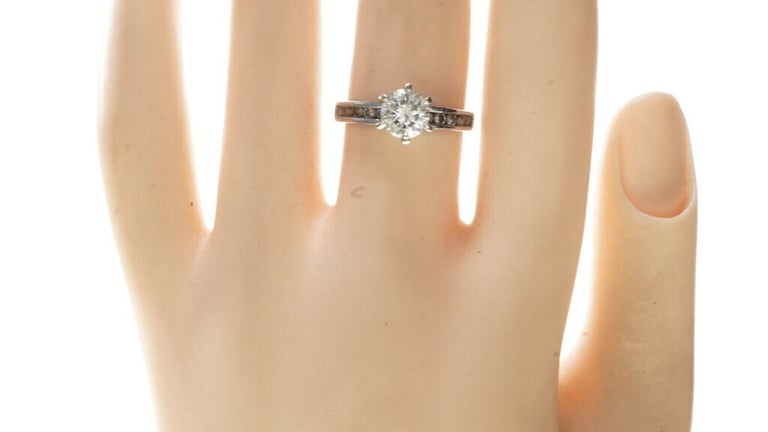 AE-STERLING SILVER - Crystal Silver Cocktail Ring Size 'N 1/2' 2.8 Grams