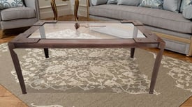 Coffee Table- Bronze Rivit design with glass top